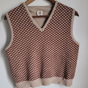 Neiman Marcus Vintage Mens Size Medium Sweater Vest Diamond Pattern Grunge